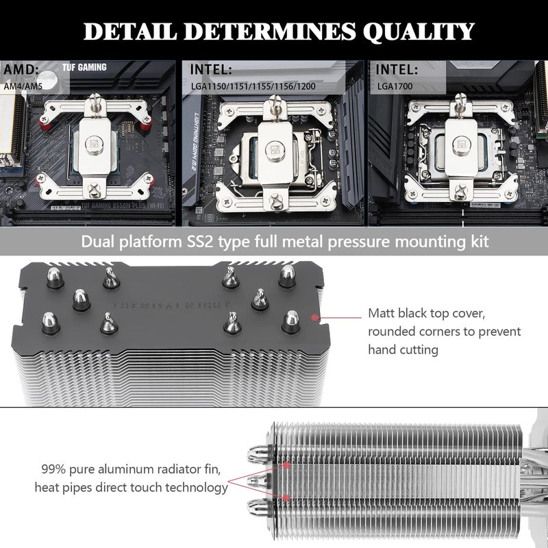 Thermalright مبرد الهواء للمعالج Assassin King 120 SE ARGB، AK120 SE ARB، 5 أنابيب حرارية، مروحة CPU هادئة TL-C12C-S PWM مع محامل S-FDB، لدعم AMD AM4/AM5/Intel LGA1700/1150/1151/1200/1851 - Image 3